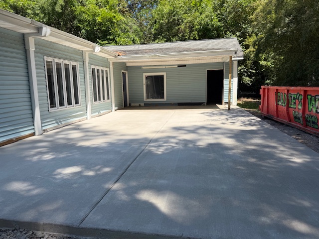 The outside concrete 